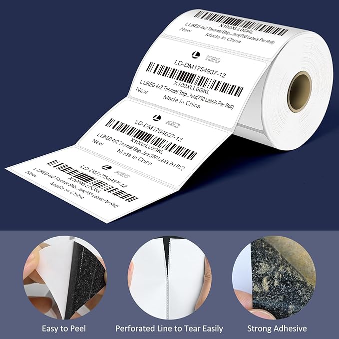 L LIKED 4" x 2" Direct Thermal Labels, Permanent Adhesive Barcode Shipping - Image 4