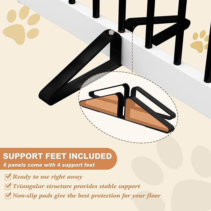Freestanding Pet Gate for Dogs, Foldable Wooden Dog Gate for House, Extra Wide - Image 3