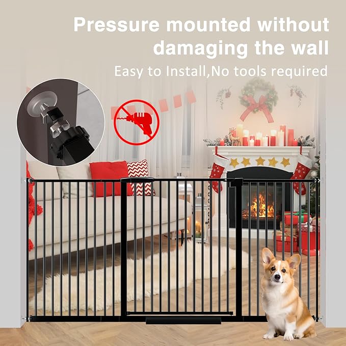 Extra Wide Baby Gate 30.11-77.36", Ultra Narrow 1.37" Spacing Dog Gate indoor - Image 6