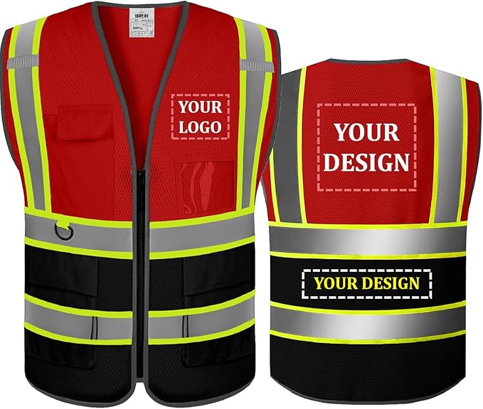BeautyWill Custom Safety Vest Customized Logo Mesh Vest Class2 High Visibility by BeautyWill