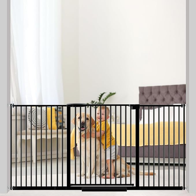 Extra Wide Baby Gate 30.11-77.36", Ultra Narrow 1.37" Spacing Dog Gate indoor by AIKSIWAI