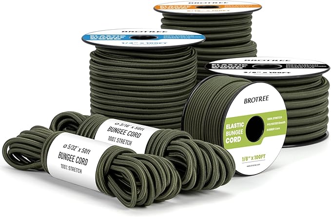 Bungee Cord Elastic Shock Cord 3/16" x 50' Bungee Rope by Brotree