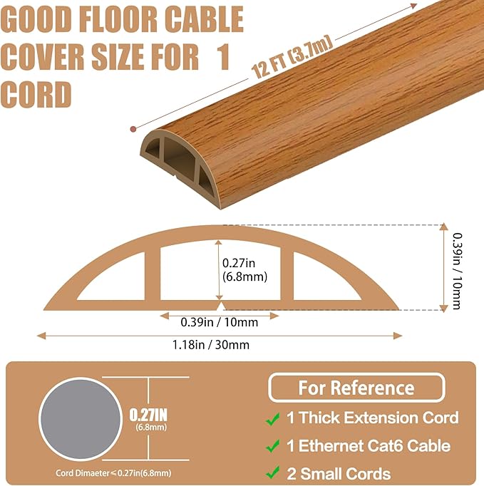 Floor Cord Covers for Wires 12FT Cable Hider Wire Cover Self Adhesive Cord - Image 2