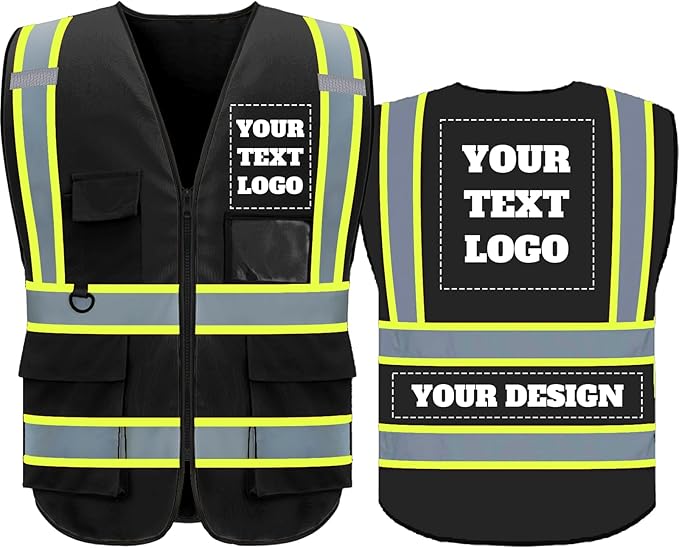 BeautyWill Custom Safety Vest Logo Class 2 High Visibility Reflevtive Vest by BeautyWill