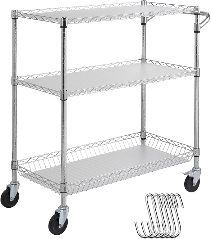 VEVOR Kitchen Utility Cart, 3 Tiers, Wire Rolling Table by VEVOR