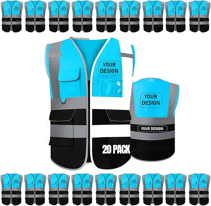 BeautyWill 10/20 Pack Custom Logo Safety Vest, Bulk High Visibility Class 2 by BeautyWill