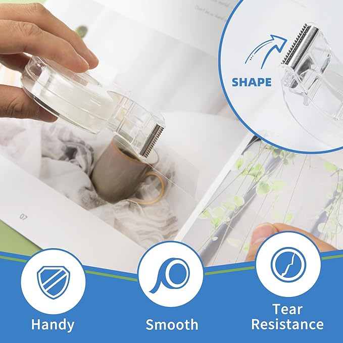 18 Pcs Transparent Tape with Dispenser, 0.7 x 1000 in Clear Tape Rolls Bulk - Image 3