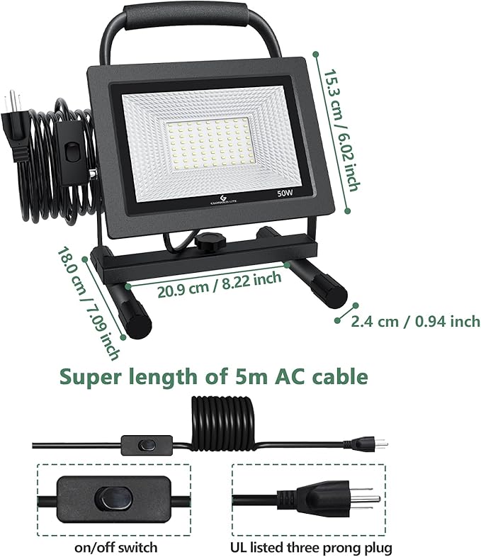 GLORIOUS-LITE 50W LED Work Light, 5000LM LED Flood Lights, 400W Equivalent - Image 7