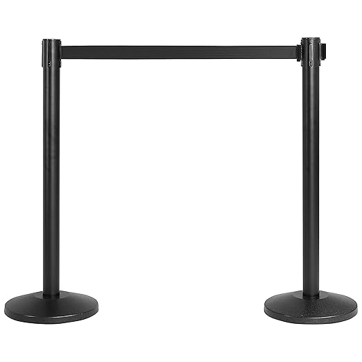 Qbuster Black Stanchions with Retractable Belt, Crowd Control Safety Barrier - Image 6