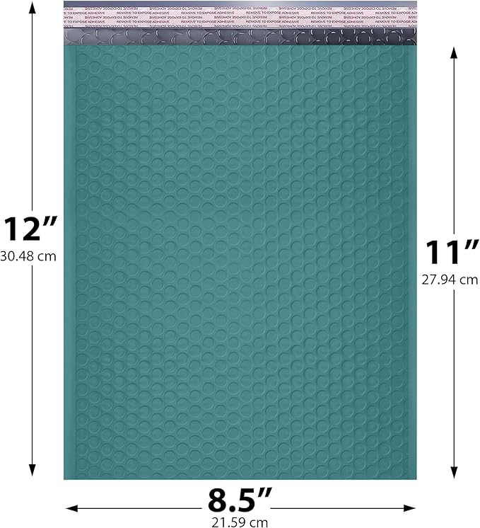 Green Poly Bubble Mailers 8.5x12 inch #2 | Self Seal Padded Envelopes | - Image 2