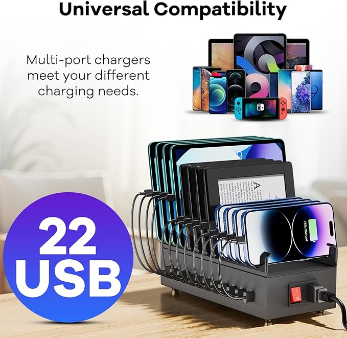 USB Charger Block, 300W 22 Port USB Charging Station - Image 3
