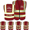 Custom Safety Vest with Logo Pockets High Visibility Reflective Vests by CustomTok