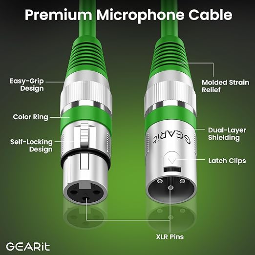 GEARit XLR Male to Female Microphone Cable 3-Pin Balanced Shielded Mixer - Image 7