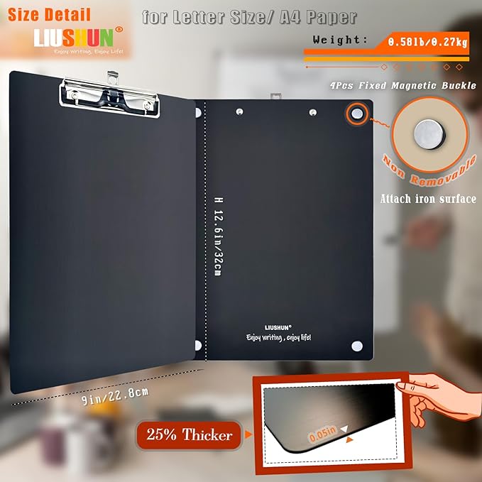 Aluminum Magnetic Clipboard A4 Metal Strong Fixed Magnet Message Clip Board - Image 6