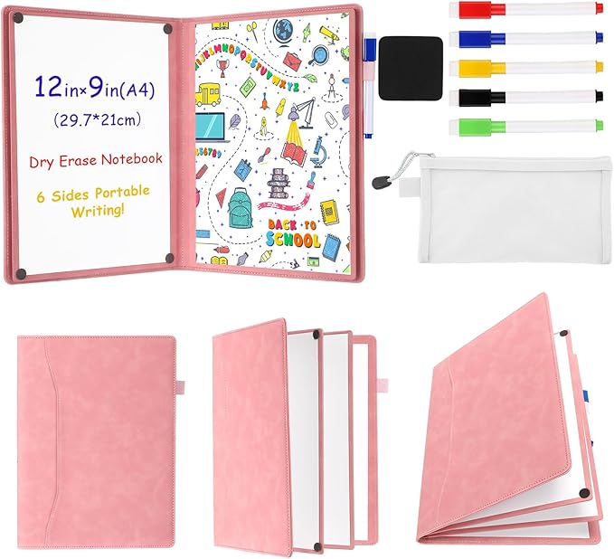 6 Sides Whiteboard Notebook Portable Whiteboard Dry Erase Notebook Portable Dry by Feifeiya
