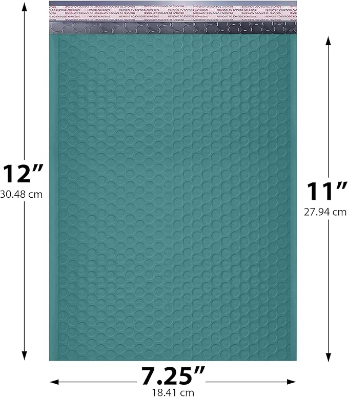 GReen Poly Bubble Mailers 7.25x12 inch #1 | Self Seal Padded Envelopes | - Image 2