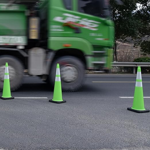 6 Pack 36 Inch Green PVC Traffic Cones - Image 7