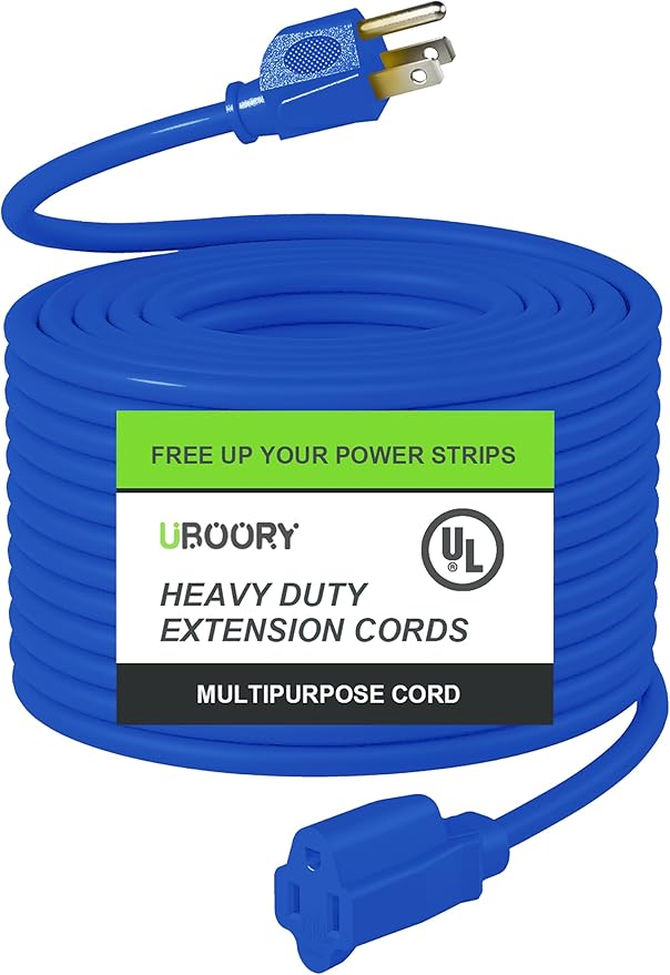 Outdoor Extension Cord Waterproof 50 FT, Flexible 100% Copper 3 Prong Extension by UBOORY