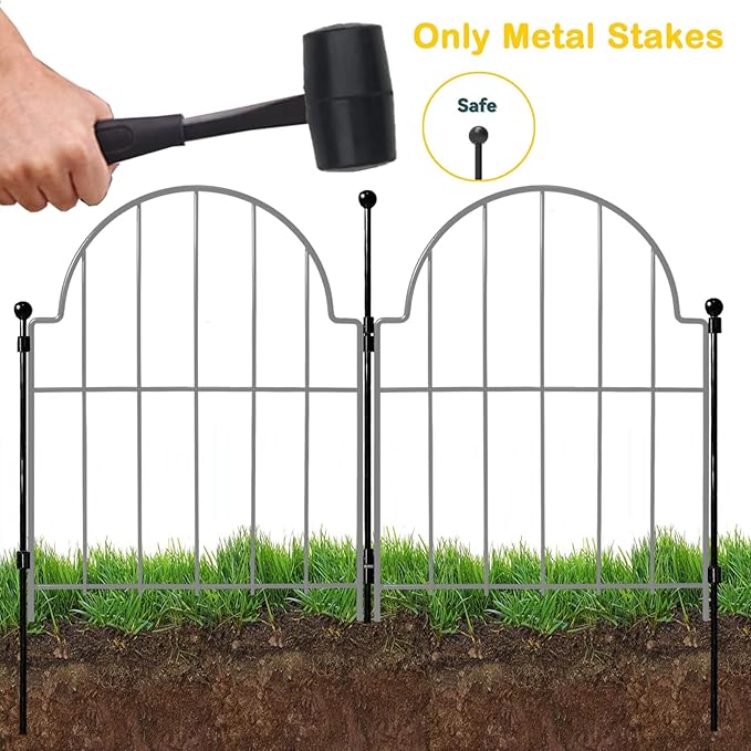 Decorative Garden Fence Stakes 3 Pack Without Fence Panels, Total 17in No Dig - Image 2