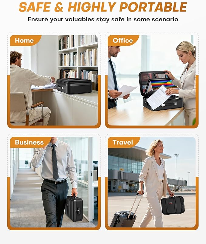 Fireproof Document Box, Hard Case Fireproof Document Organizer - Image 7