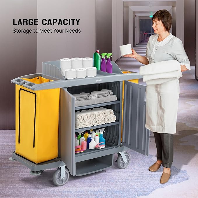 TUFFIOM Industrial Multifunctional Locking Hotel Cart, Commercial Traditional - Image 3