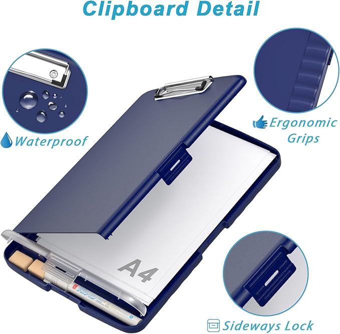 Rimilak Plastic Clipboard with Storage, 8.5 x 11 High Capacity Folio Nursing - Image 5