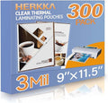 HERKKA 300 Pack Laminating Sheets, Holds 8.5 x 11 Inch Sheets, 3 Mil Clear by HERKKA