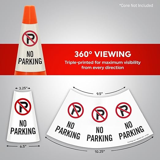 SmartSign No Parking Cone Message Sleeve, Bright Reflective - Image 6