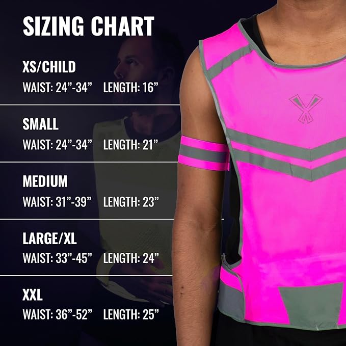 Running Reflective Vest, Inside Pocket & 2 Bands, High Visibility Reflective - Image 2