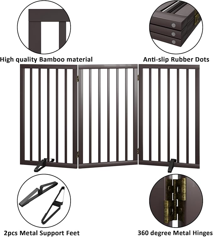 Dog Gate for Doorways 32" Tall Freestanding Dog Gate for Stair Foldable Pet - Image 5