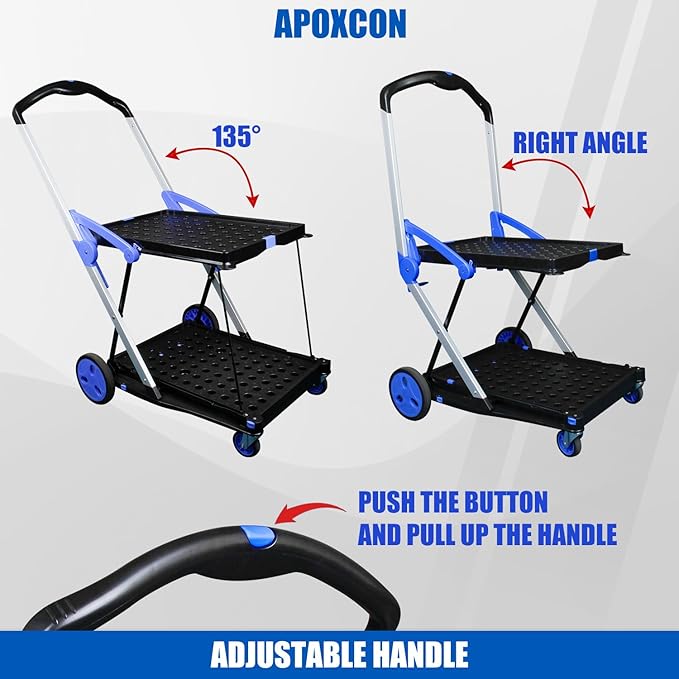 Collapsible Shopping Cart with 2 Storage Crates 2-Tier Portable Utility Cart - Image 5