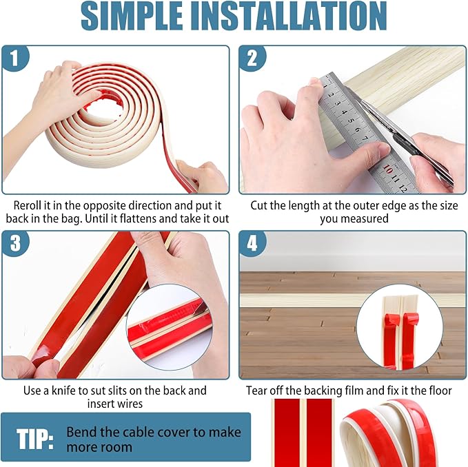 Floor Cord Covers for Wires 20FT Cable Hider Wire Cover Self Adhesive Cord - Image 5