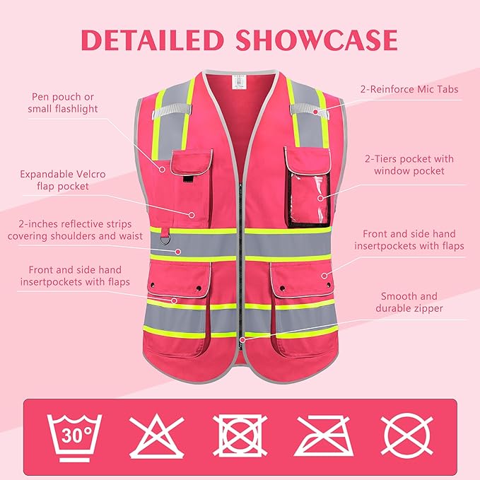 Reflective Safety Vest for Men Women, High Visibility Safety Vest - Image 3