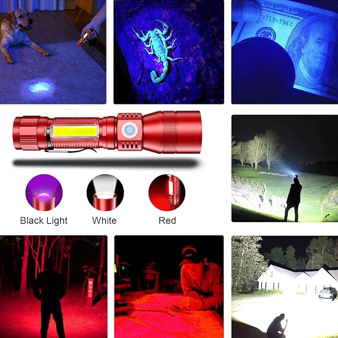 UV Flashlight Rechargeable, Waterproof LED Torch - Image 3