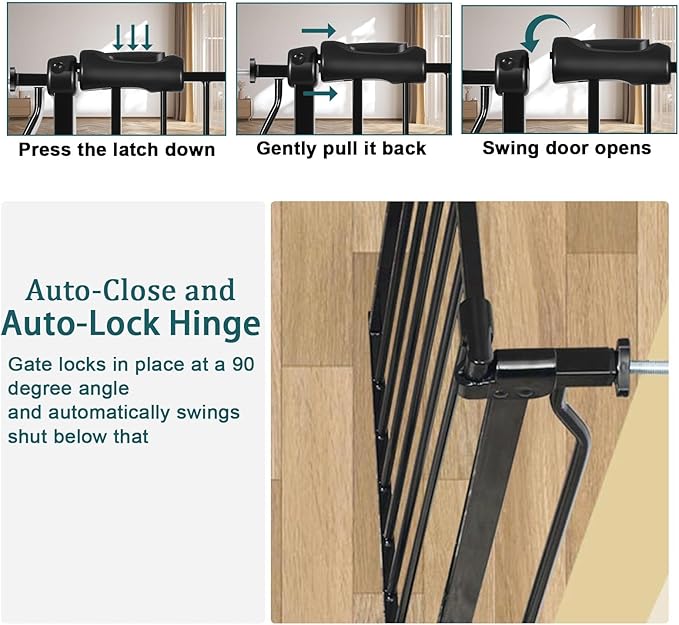 Narrow Walk Through Baby Gate 24.02-29.13 Inch Wide Auto Close Tension Black - Image 5