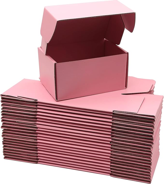 Small Pink Shipping Boxes for Small Business Pack of 25-6x4x3 inches Cardboard by Lmuze
