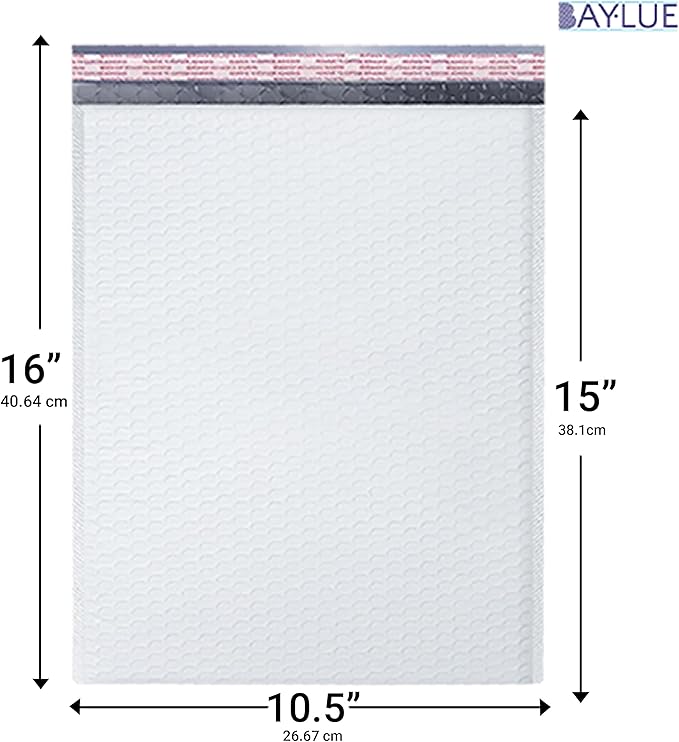 White 10.5x16 Inch Large Poly Bubble Mailers #5 | Padded Envelopes - Image 2