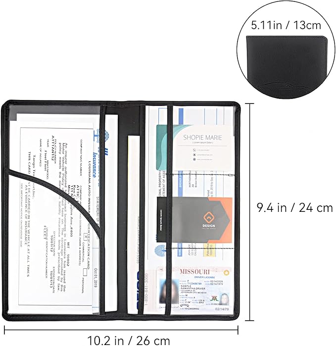 Car Registration and Insurance Holder, Premium Pu Leather Vehicle Glove Box - Image 2