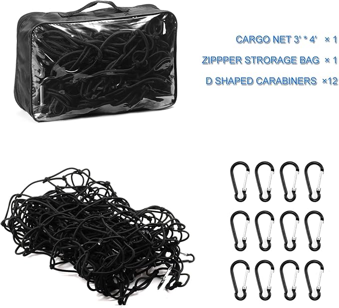Amiss 4' x 6' Stretches to 8' x 12' Truck Cargo Net, Roof Rack Cargo Net - Image 5