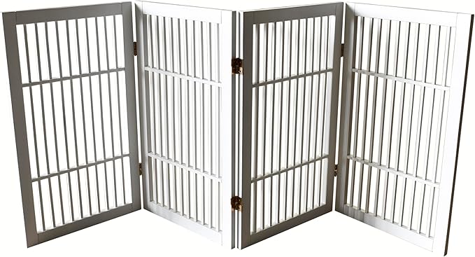 Pet Dog Gate Strong and Durable Freestanding Folding Acacia Hardwood Portable by Urnporium