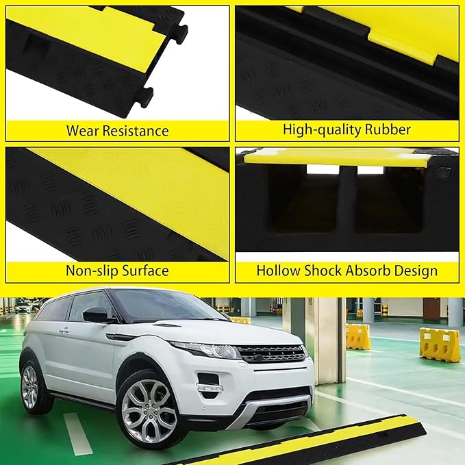 3 Pack 2-Channel 11, 000 lbs per Axle Capacity Rubber Cable Protector Ramp – - Image 3