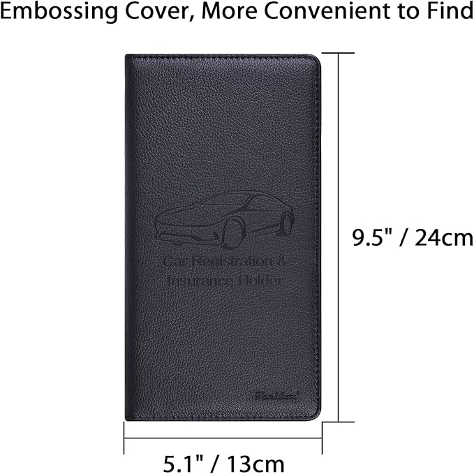 Car Insurance and Registration Holder, 9.5 x 5 Inch PU Leather Vehicle Glove - Image 5