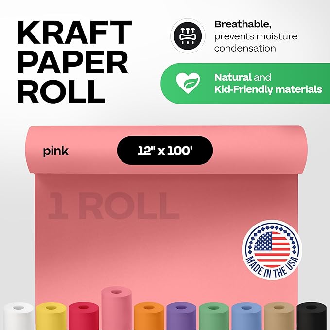 12" x 1200" Pink Kraft Paper Roll - Image 2