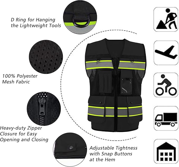 Safety Vest High Visibility Reflective Construction Vest - Image 5