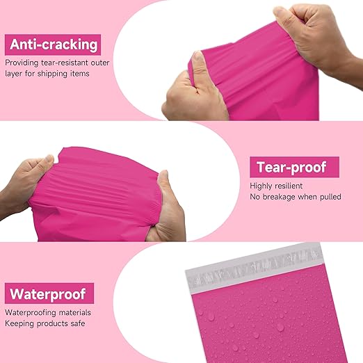 Pink Poly Mailers 19x24 250 Pcs, Cute Waterproof Shipping Bags - Image 2