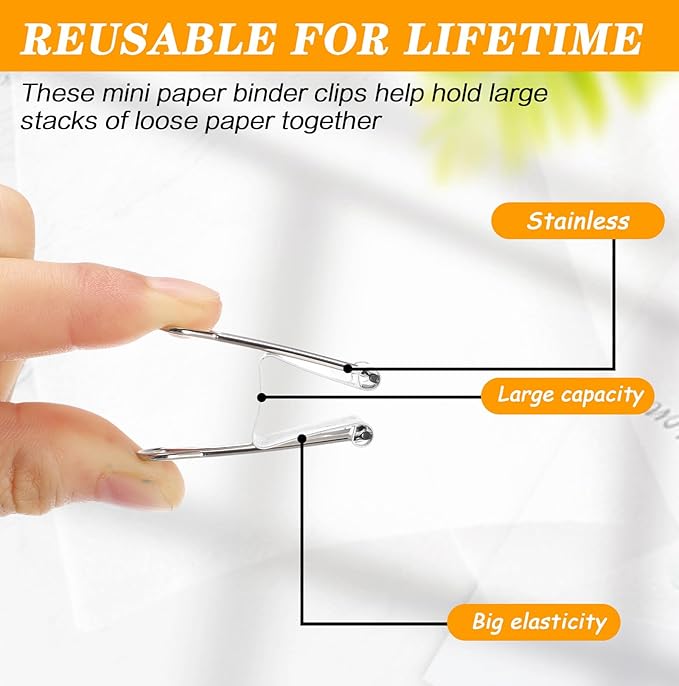 Jetec 200 Pack 0.75in/19mm White Metal Binder Clips Bulk Medium Reusable Fold - Image 7