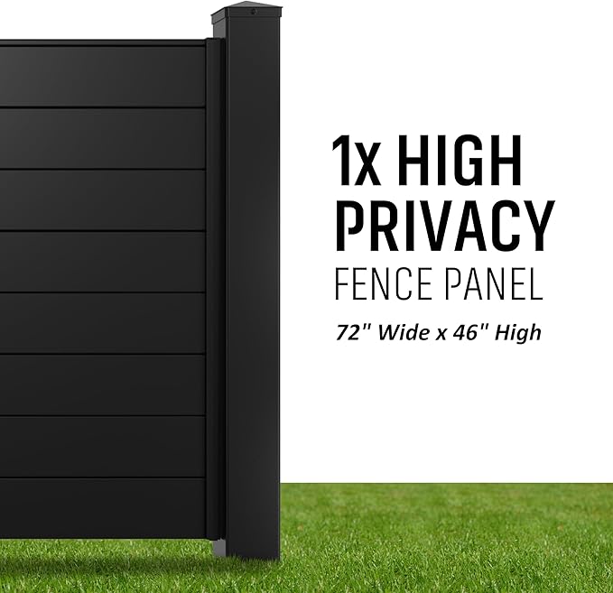 Black Panel & Post Aluminum Privacy Fence Kit – 4"x4"x9' Matte Black Dig & Set - Image 2