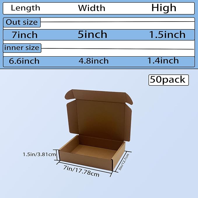7x5x1.5 inch Small Shipping Boxes 50 Pack - Image 3