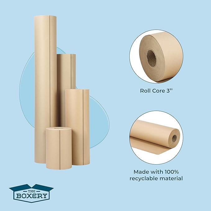 The Boxery Kraft/Brown Kraft Paper Roll, 60” x 9000”-50lb. Thickness, Heavy - Image 5