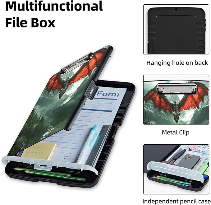 Clipboard with Storage Box & Pen Holder, Heavy Duty Clip Boards 8.5x11 - Image 3